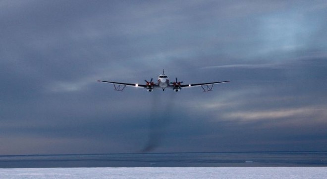 The ICECAP plane taking off (Photo: Jack Holt) © Australian Antarctic Division http://www.antarctica.gov.au/